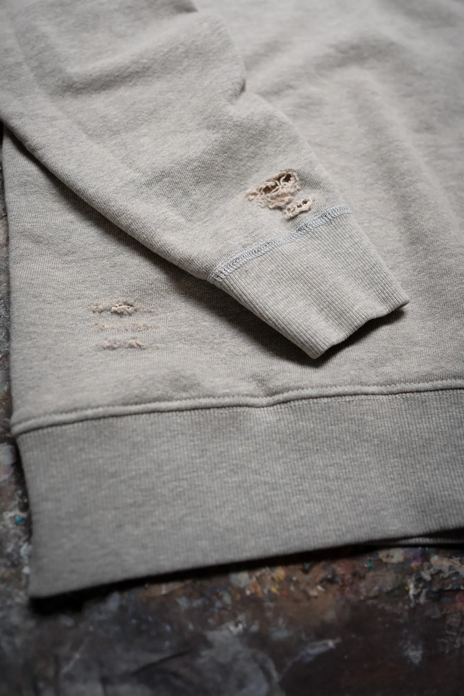 MADE WORN DESTROYED HEATHER CLASSIC CREW SWEATSHIRT sold by MadeWorn product image thumbnail 5