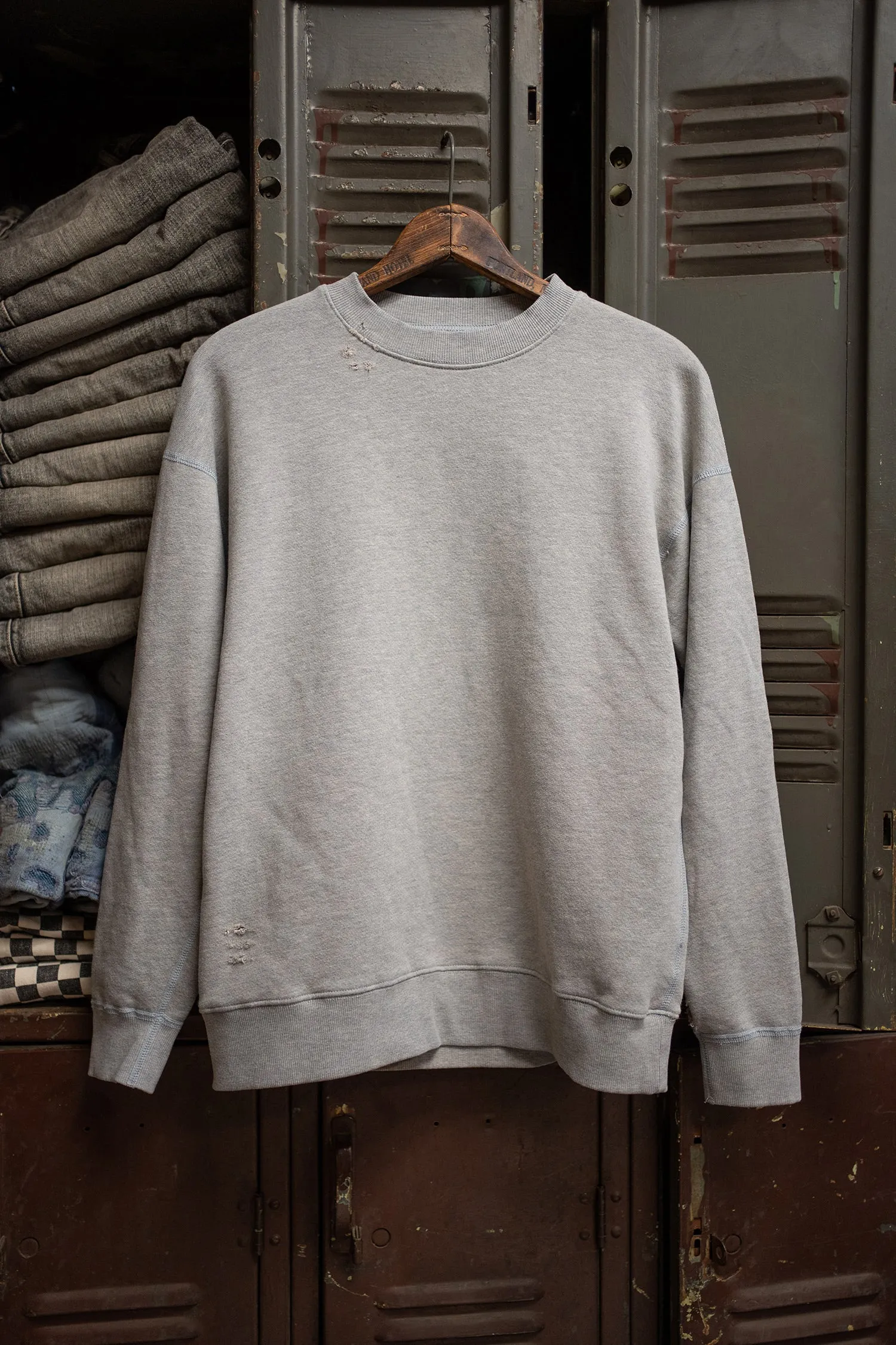 MADE WORN DESTROYED HEATHER CLASSIC CREW SWEATSHIRT sold by MadeWorn