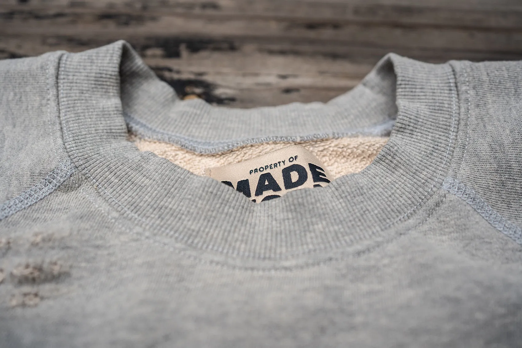 MADE WORN DESTROYED HEATHER SHORT SLEEVE SWEATSHIRT sold by MadeWorn product image thumbnail 3