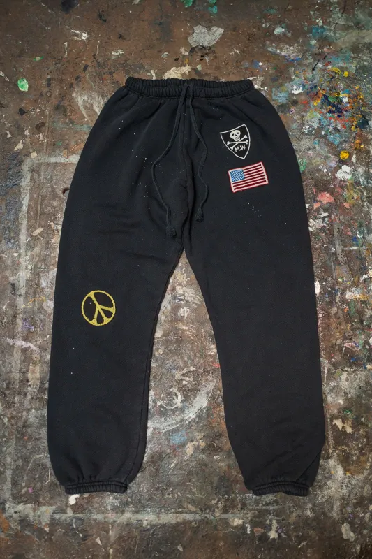 MADE WORN MAKE LOVE NOT WAR P.E. SWEATPANTS sold by MadeWorn