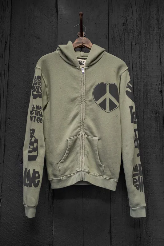 MADE WORN LOVE IS THE ULTIMATE TRIP ZIP HOODIE FATIGUE made by MadeWorn