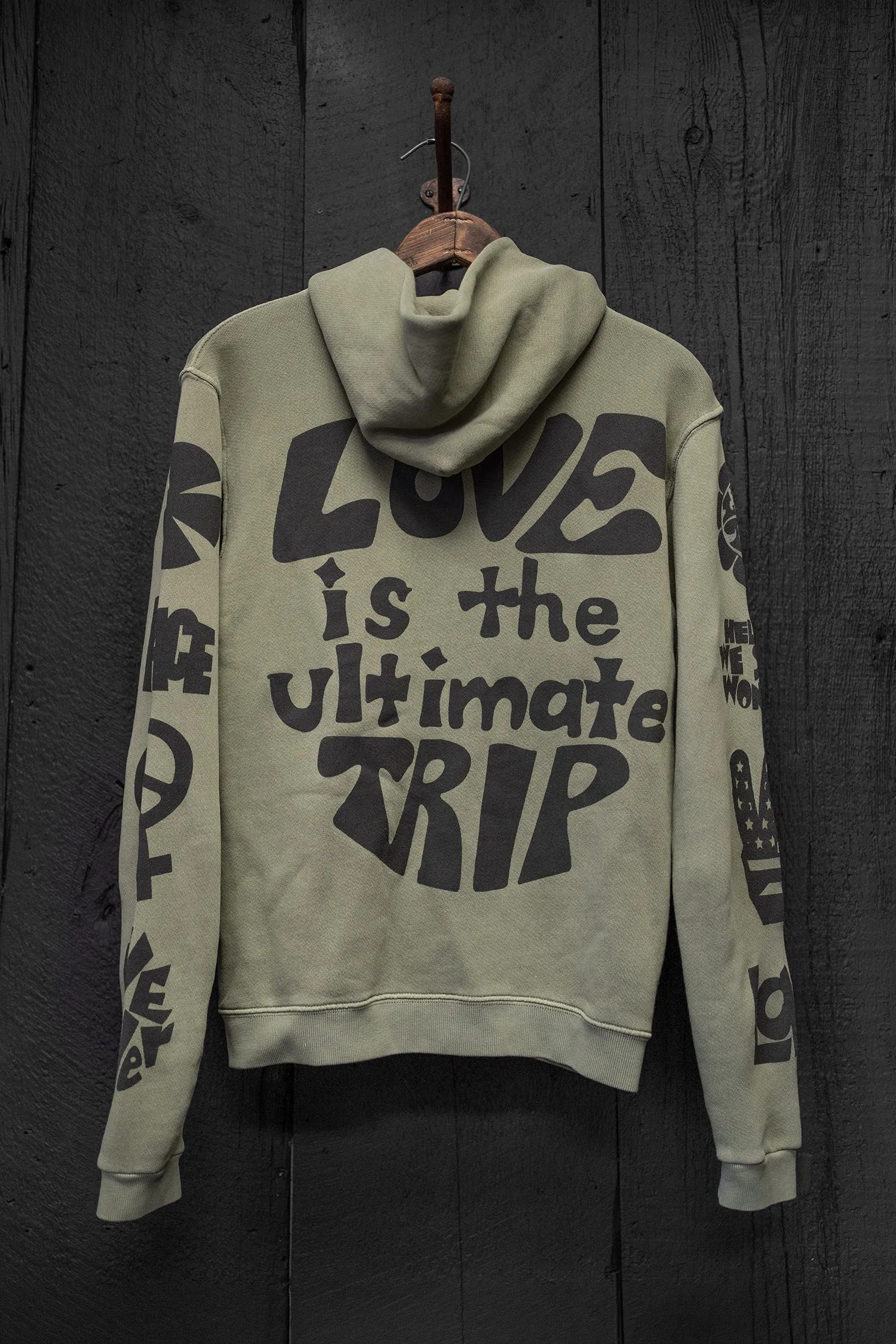 MADE WORN LOVE IS THE ULTIMATE TRIP ZIP HOODIE FATIGUE sold by MadeWorn product image thumbnail 2