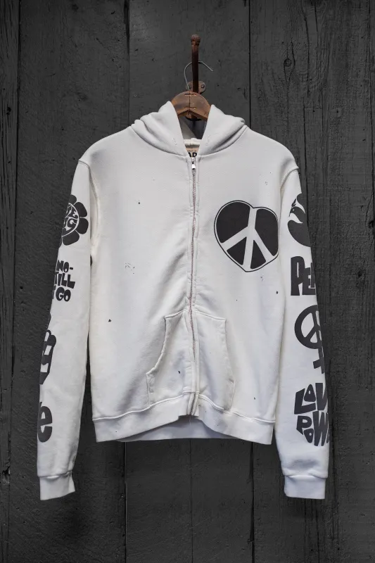 MADE WORN LOVE IS THE ULTIMATE TRIP ZIP HOODIE VINTAGE WHITE made by MadeWorn
