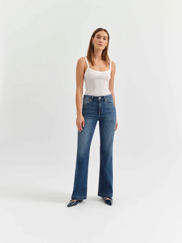 The Heart Breaker Mid Rise Flare in Influencer sold by Daze