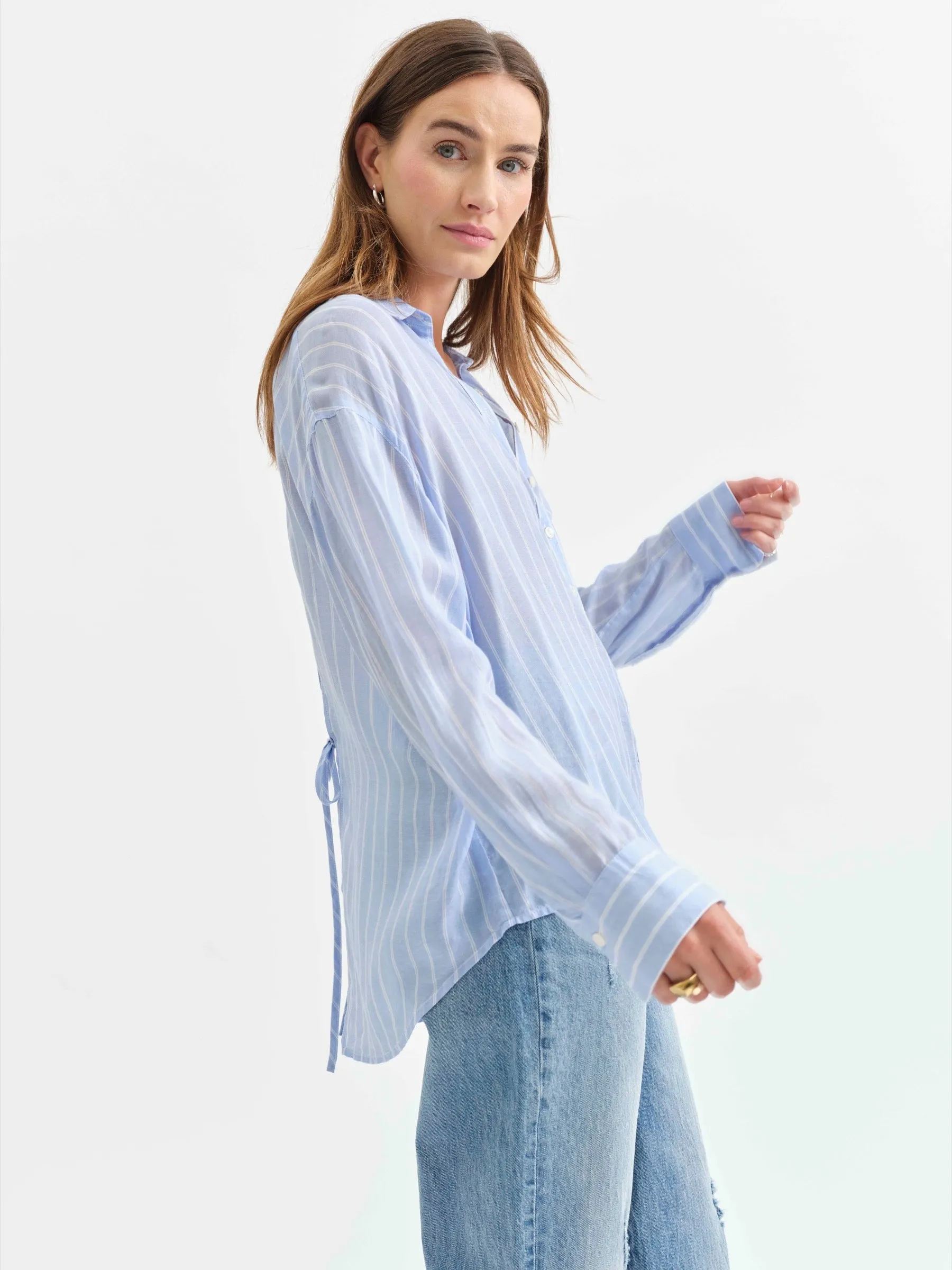 Lotus Back Tie Long Sleeve Shirt in Castle Stripe sold by Daze product image thumbnail 2