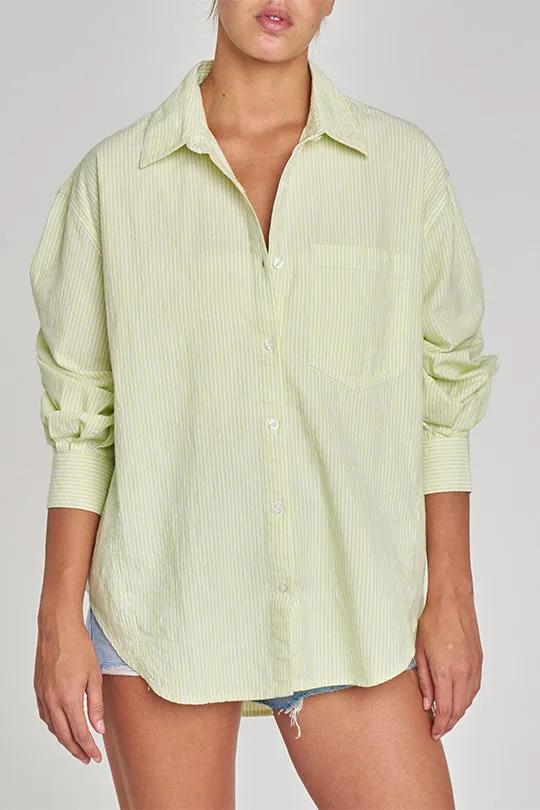 The Boyfriend Button Up in Limeade Stripe sold by Daze product image thumbnail 2