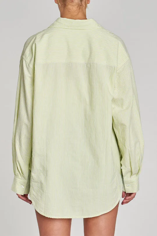 The Boyfriend Button Up in Limeade Stripe sold by Daze product image thumbnail 3