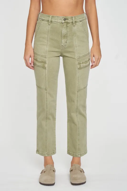 Straight Up High Rise Cargo in Matcha sold by Daze