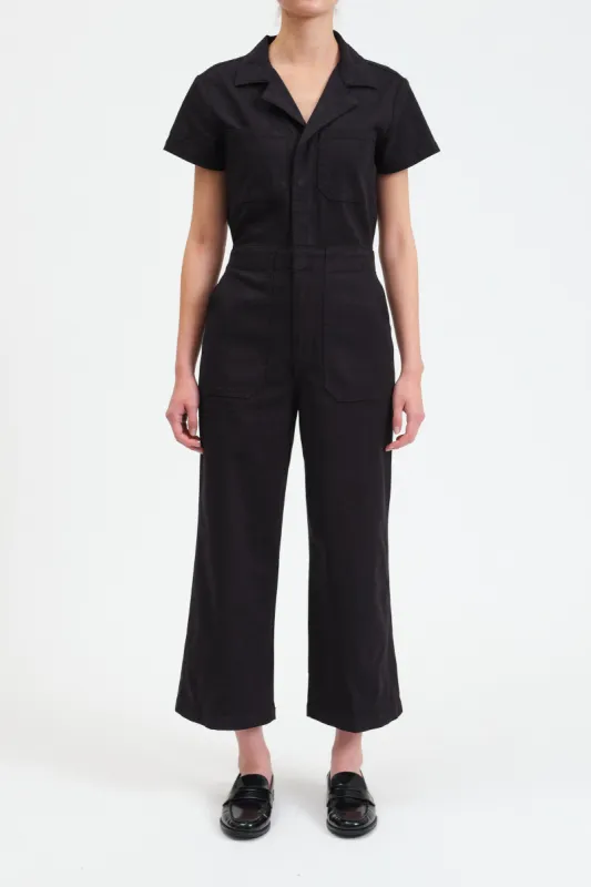 Maverick Wide Leg Jumpsuit in Pitch sold by Daze