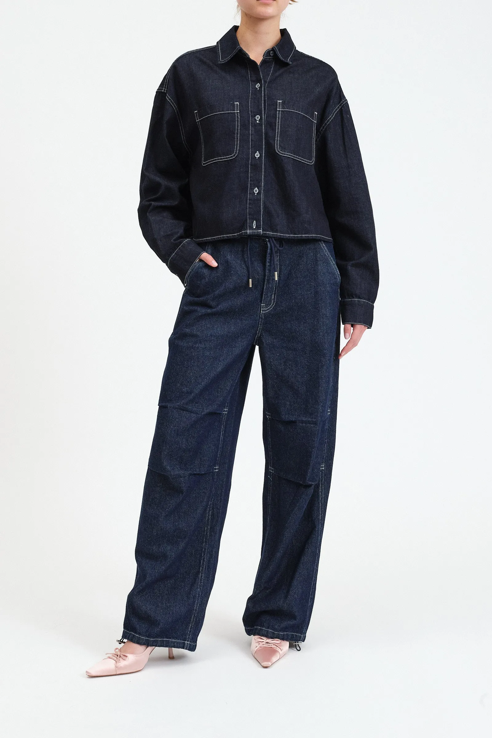 The Editor Cropped Button Up sold by Daze product image thumbnail 2