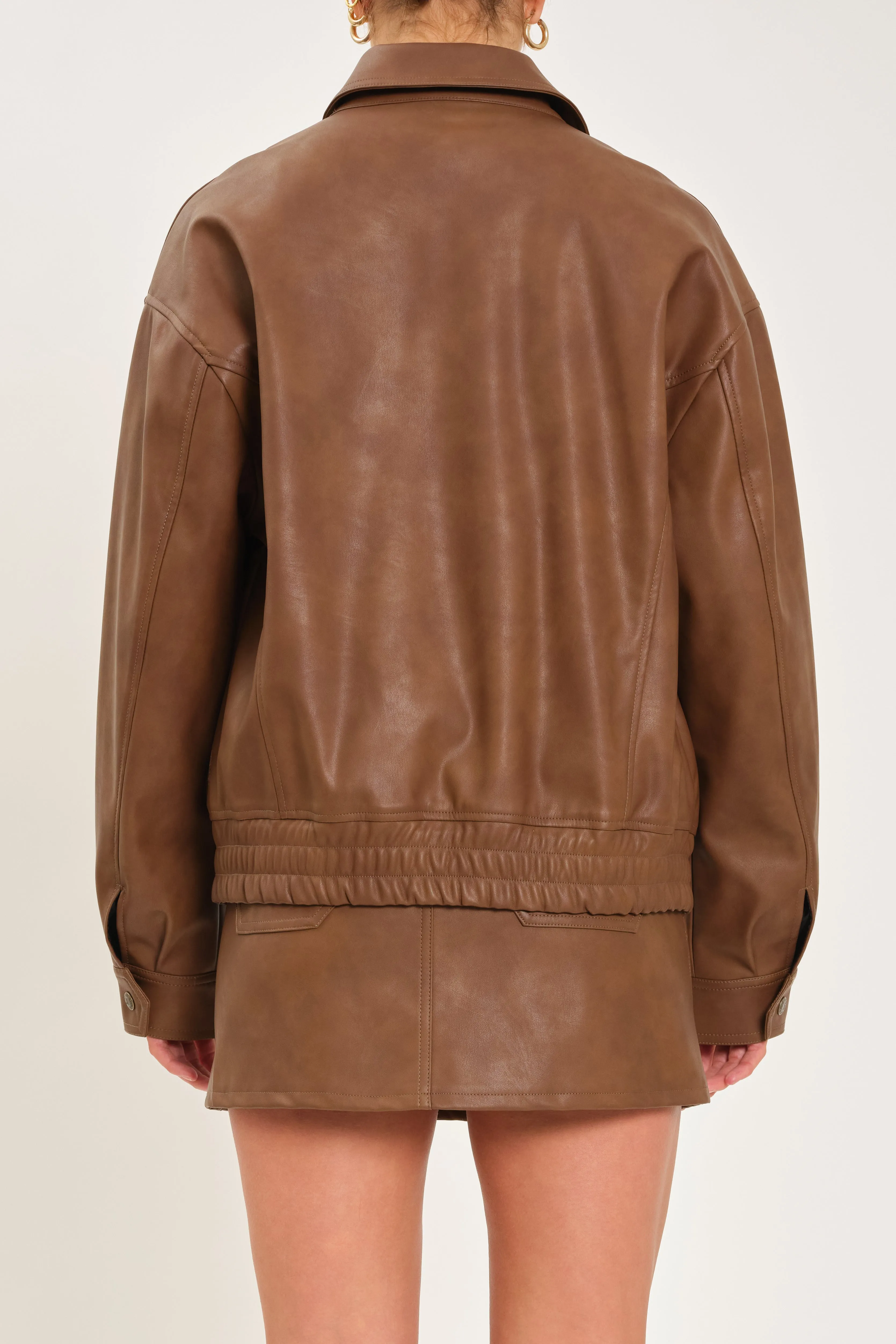 Icon Alt Leather Bomber in Vintage Sable sold by Daze product image thumbnail 4