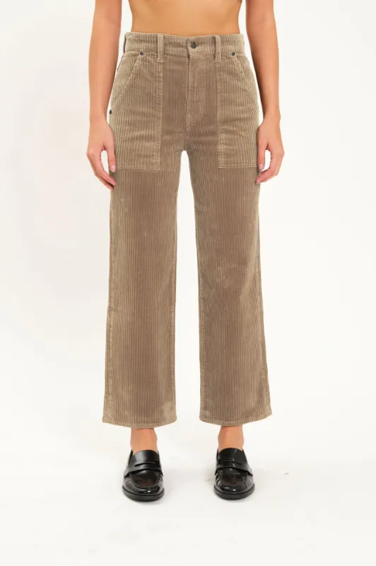 Pleaser High Rise Wide Ankle in Decaf sold by Daze