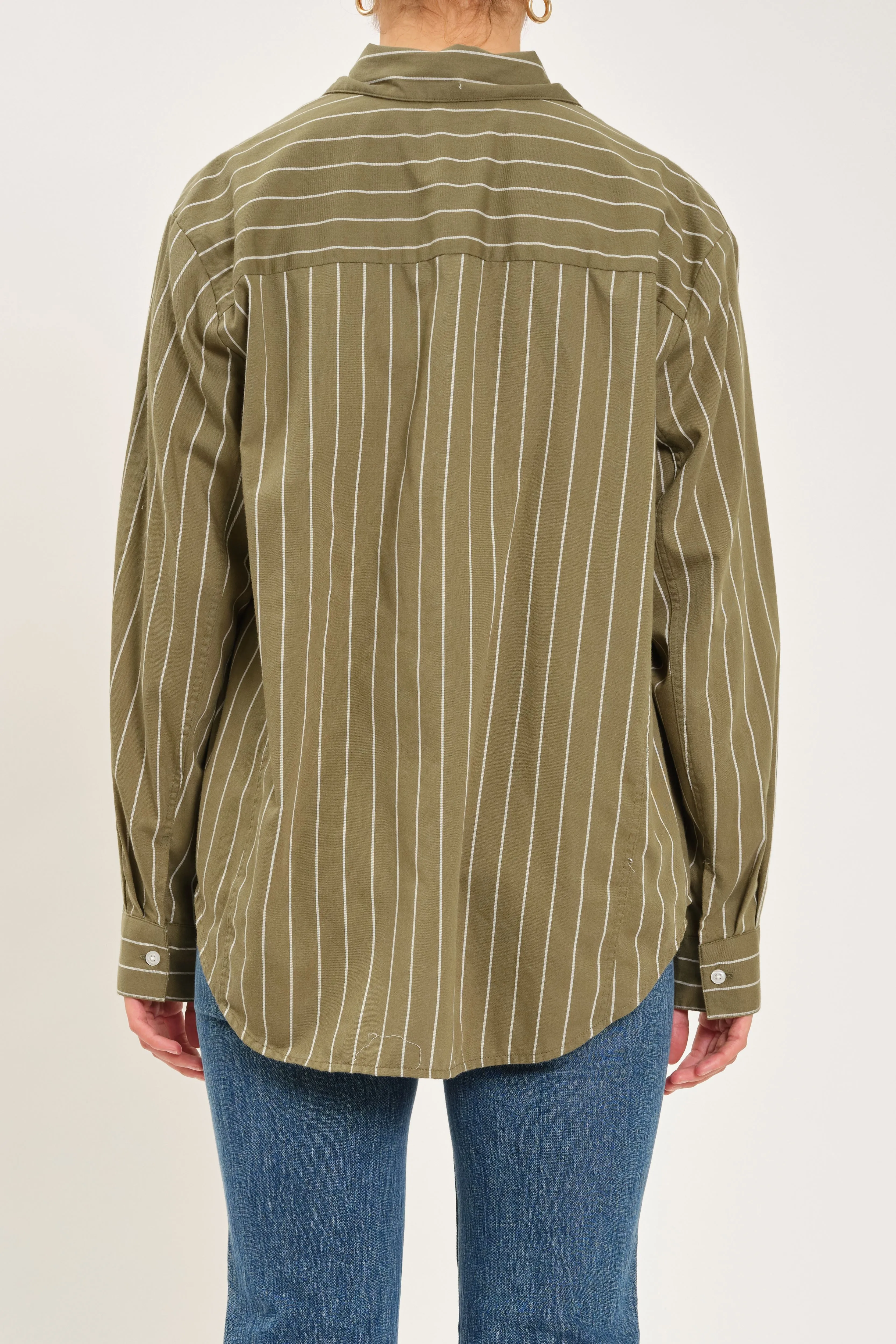 Boyfriend Shirt in Grass with Ivory Stripe sold by Daze product image thumbnail 3