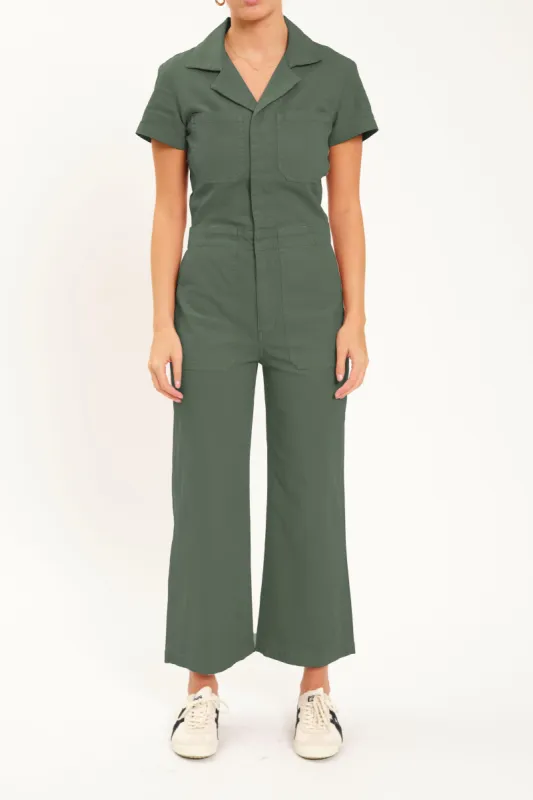 Maverick Wide Leg Jumpsuit in Grass sold by Daze