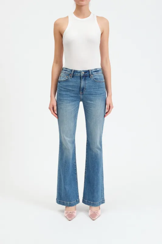 The Heart Breaker Mid Rise Flare in Text Me sold by Daze