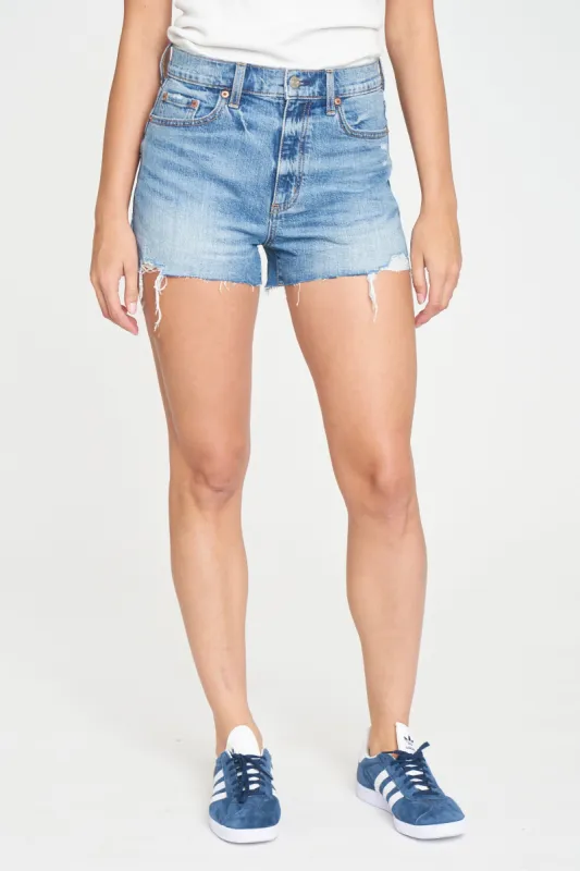 Troublemaker High Rise Short in Loyalty Distressed sold by Daze