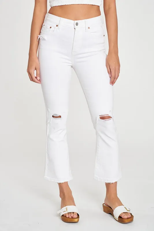 Shy Girl High Rise Crop Flare in Marshmallow sold by Daze