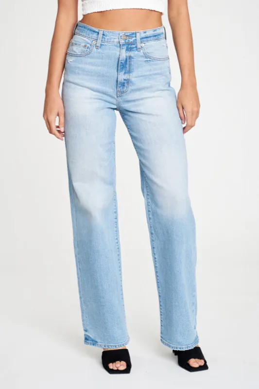 The Off Duty High Rise 90s Jean in Dew Drop sold by Daze