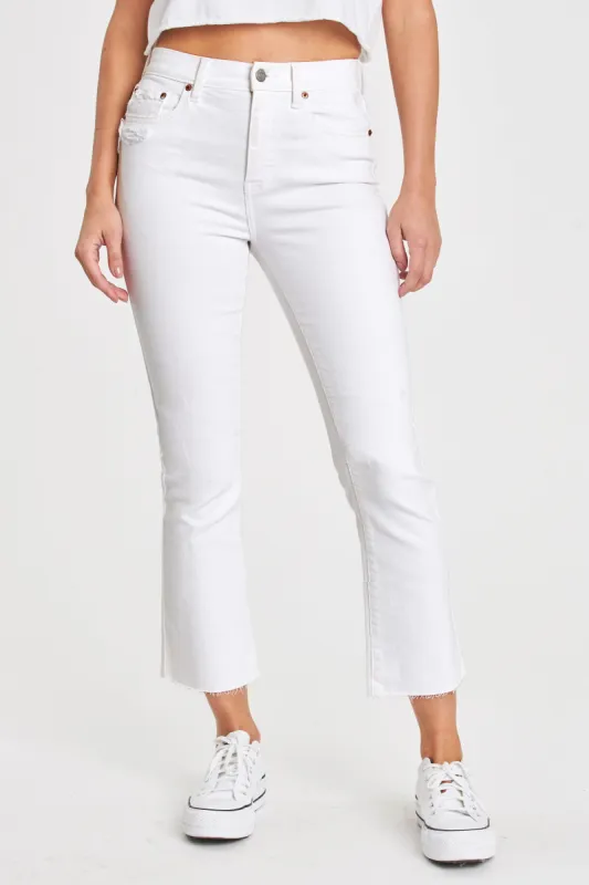 Shy Girl High Rise Crop Flare in White Lightning sold by Daze