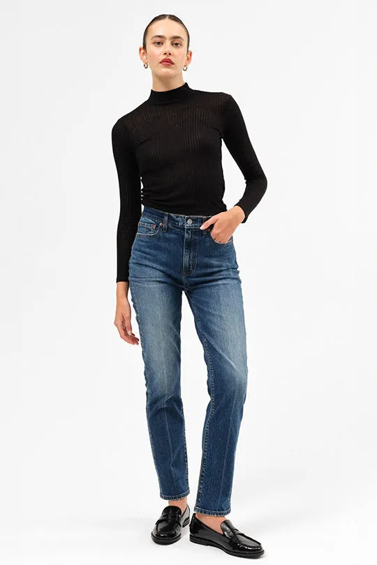 Smarty Pants High Rise Slim Straight in Passion sold by Daze