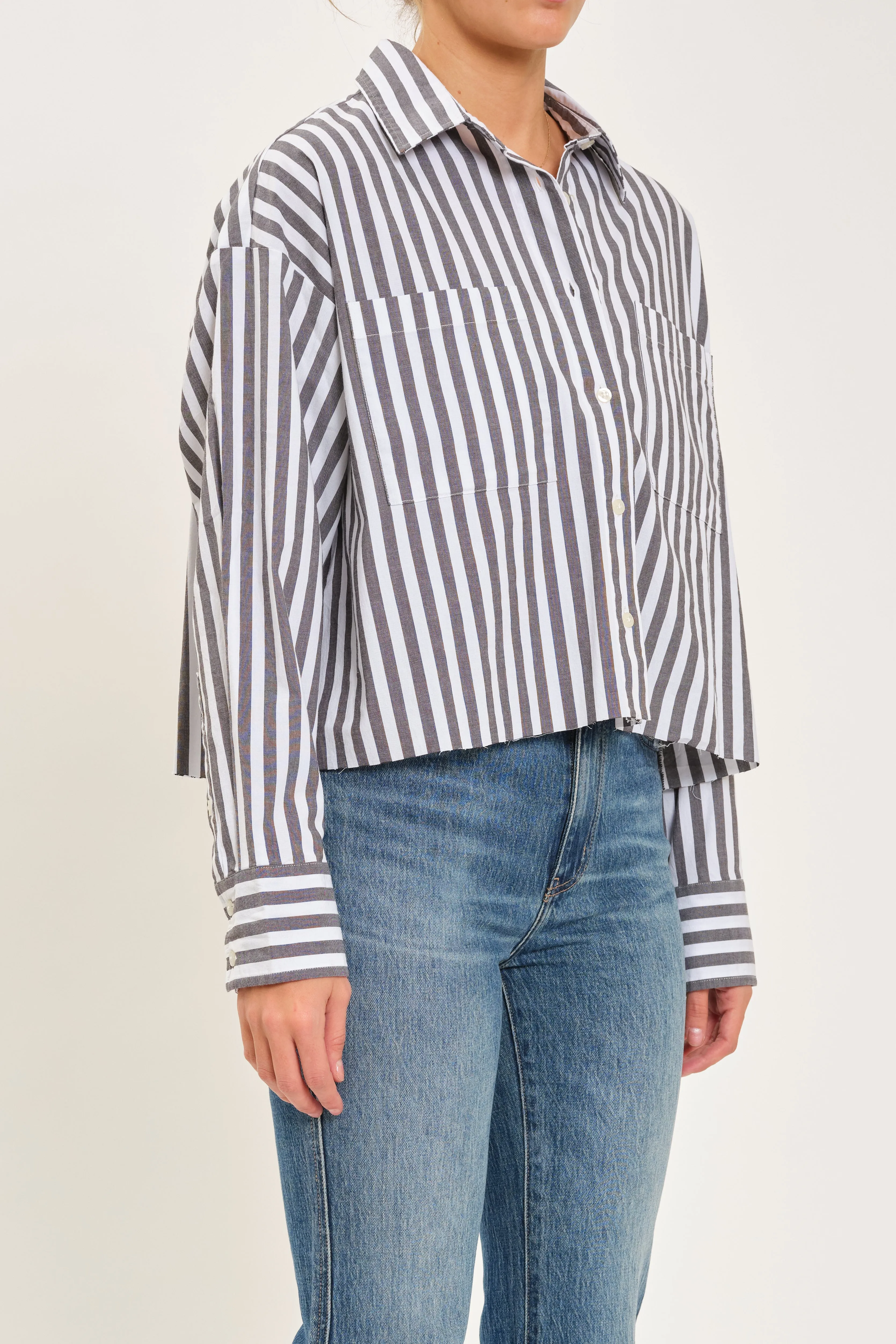 Academy Button Down in Oxford Grey Stripe sold by Daze product image thumbnail 2