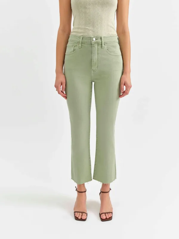 Shy Girl Crop Flare in Pistachio sold by Daze