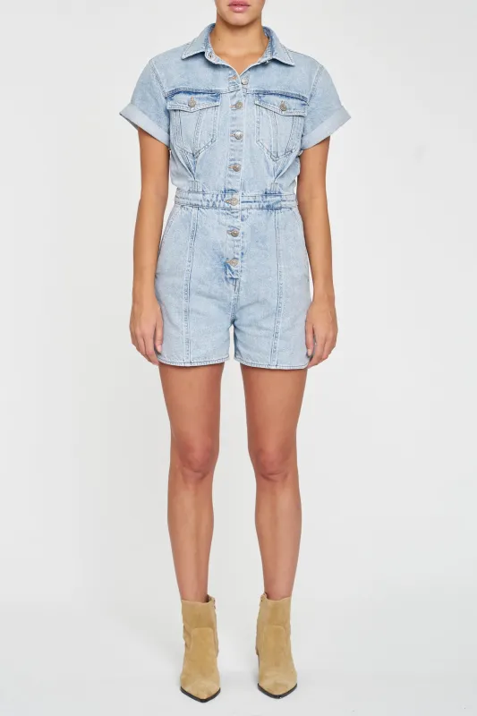 Topanga Romper Short Sleeve in Dolphin sold by Daze