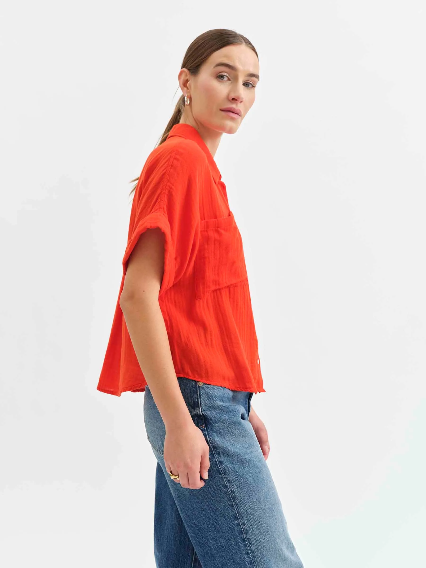 Kate Button Up in Bright Coral sold by Daze product image thumbnail 2