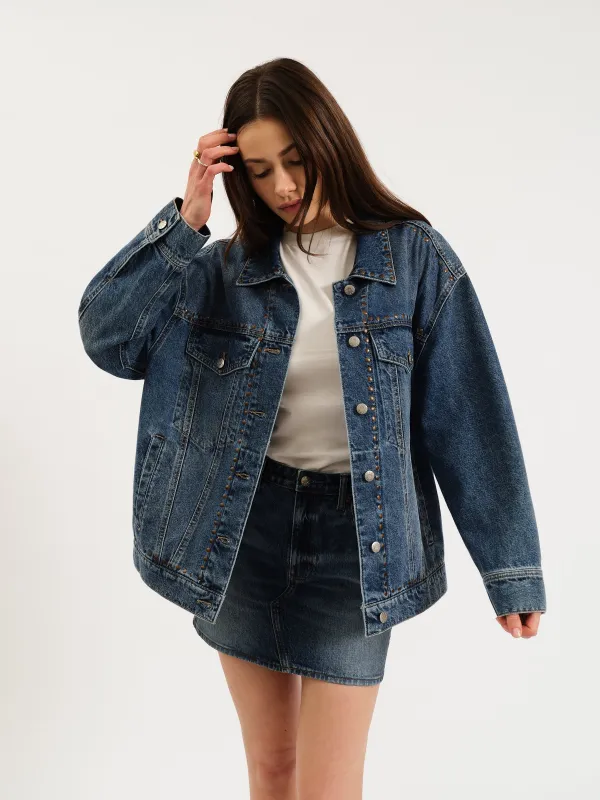 Beau Boyfriend Jacket in Vintage Blue sold by Daze
