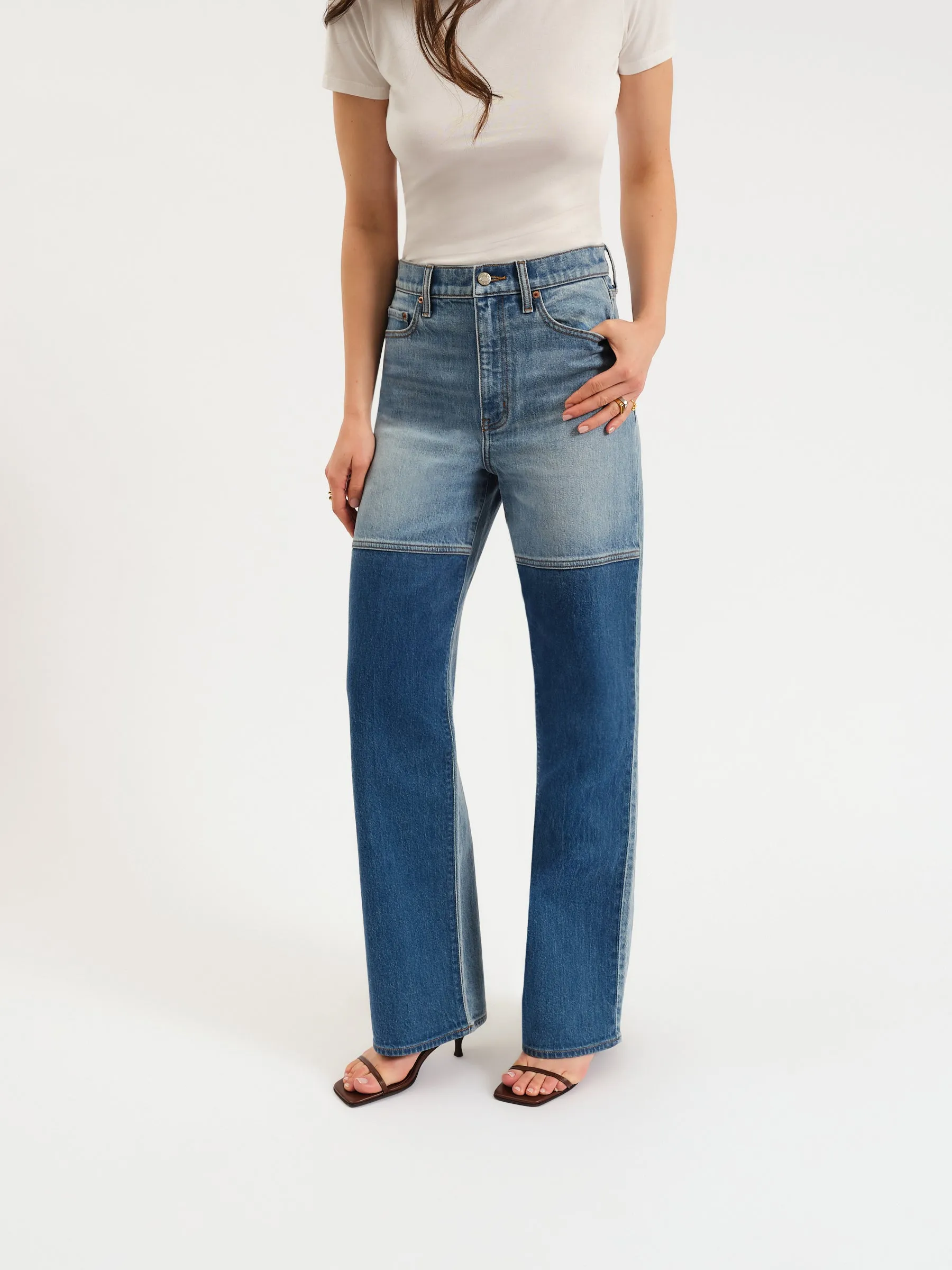 City High Rise Straight Leg in Double Dip sold by Daze