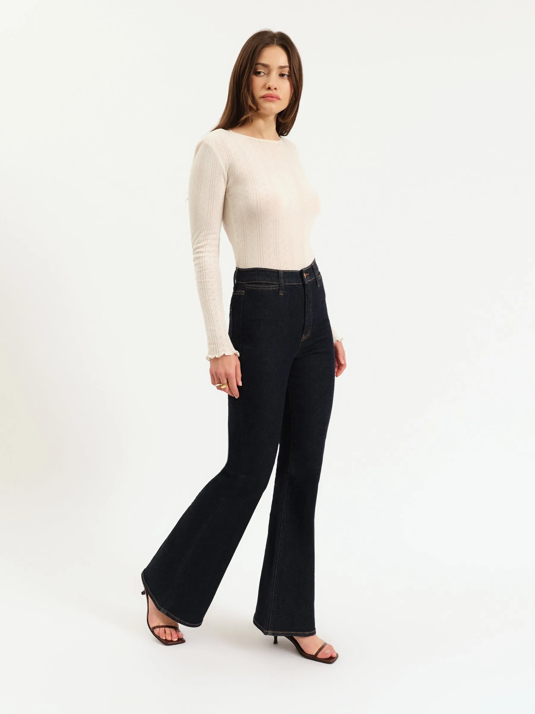 Sunset Flare High Rise Leg in Rinse sold by Daze product image thumbnail 3