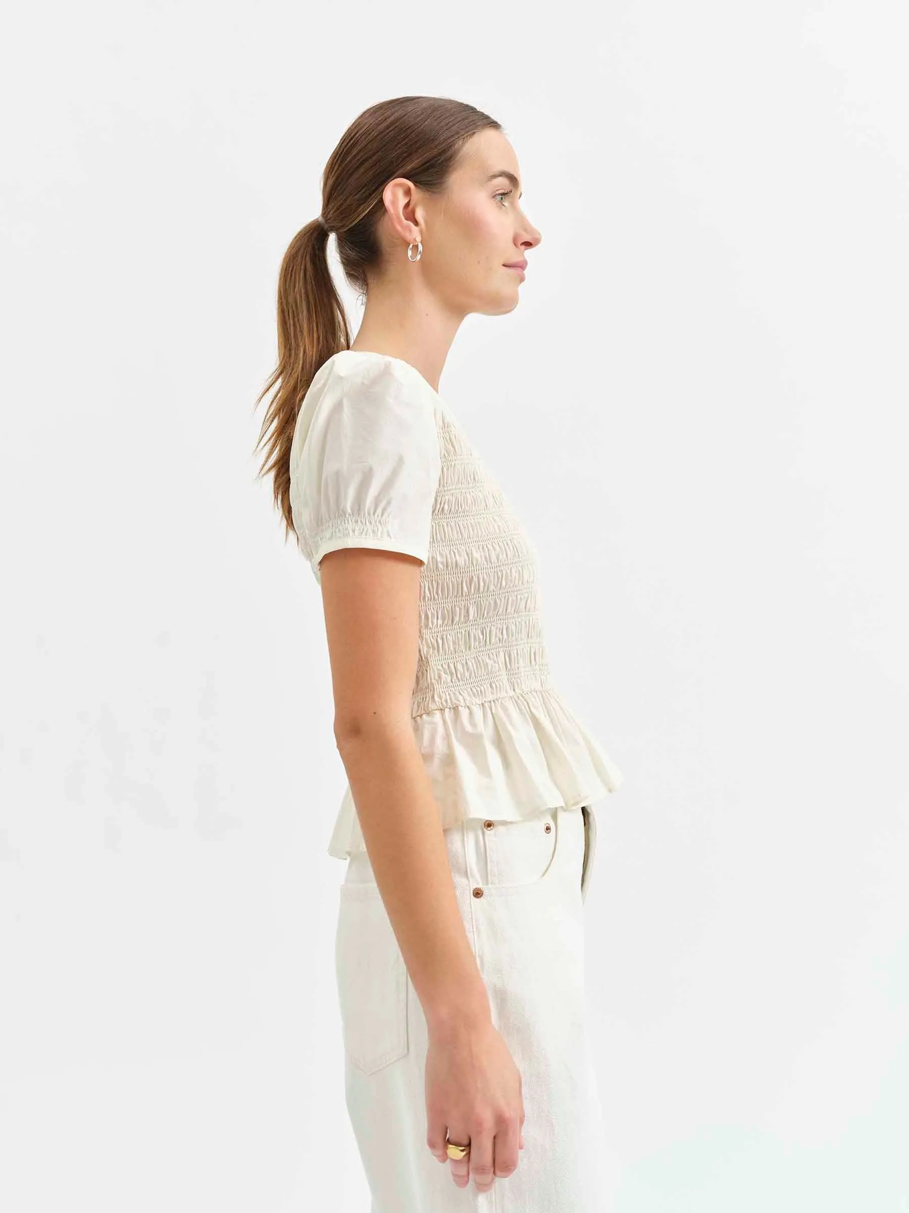 Chole Smocked Top in Cloud Dancer sold by Daze product image thumbnail 2