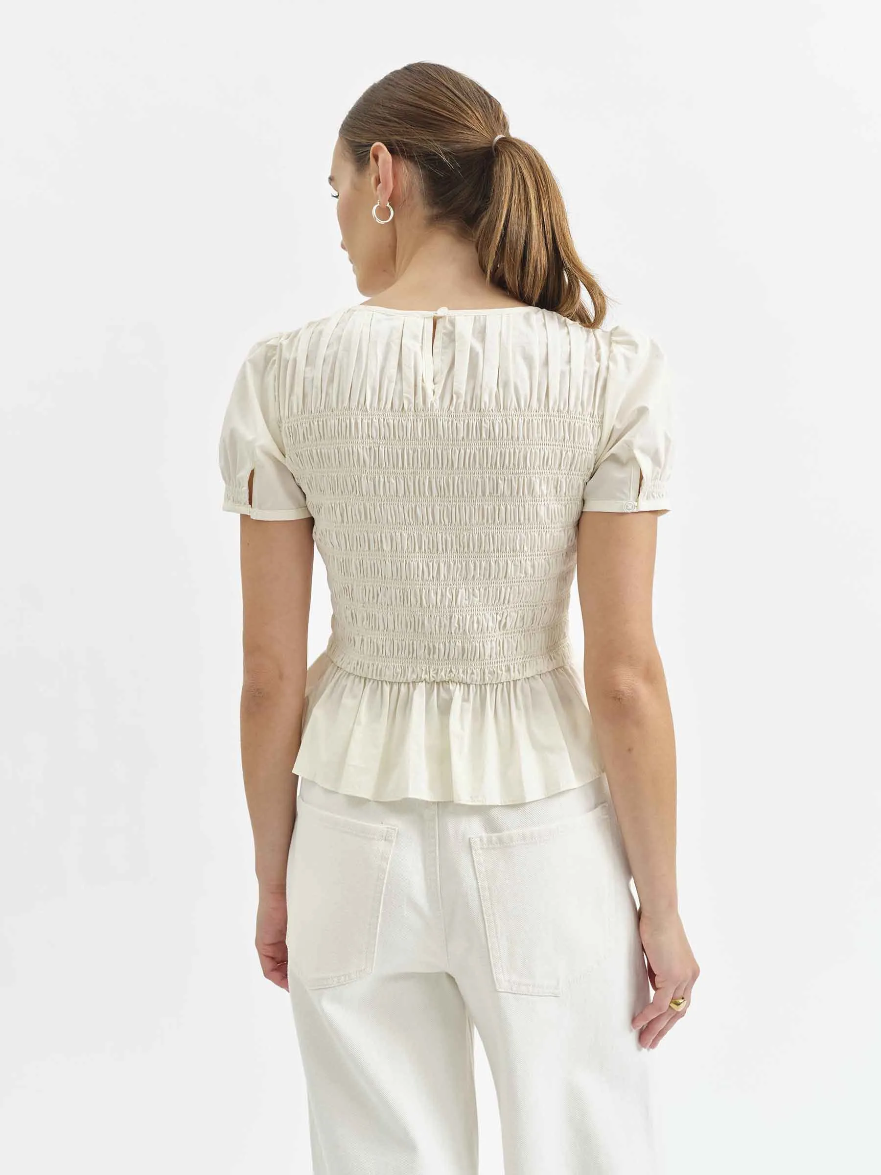 Chole Smocked Top in Cloud Dancer sold by Daze product image thumbnail 3