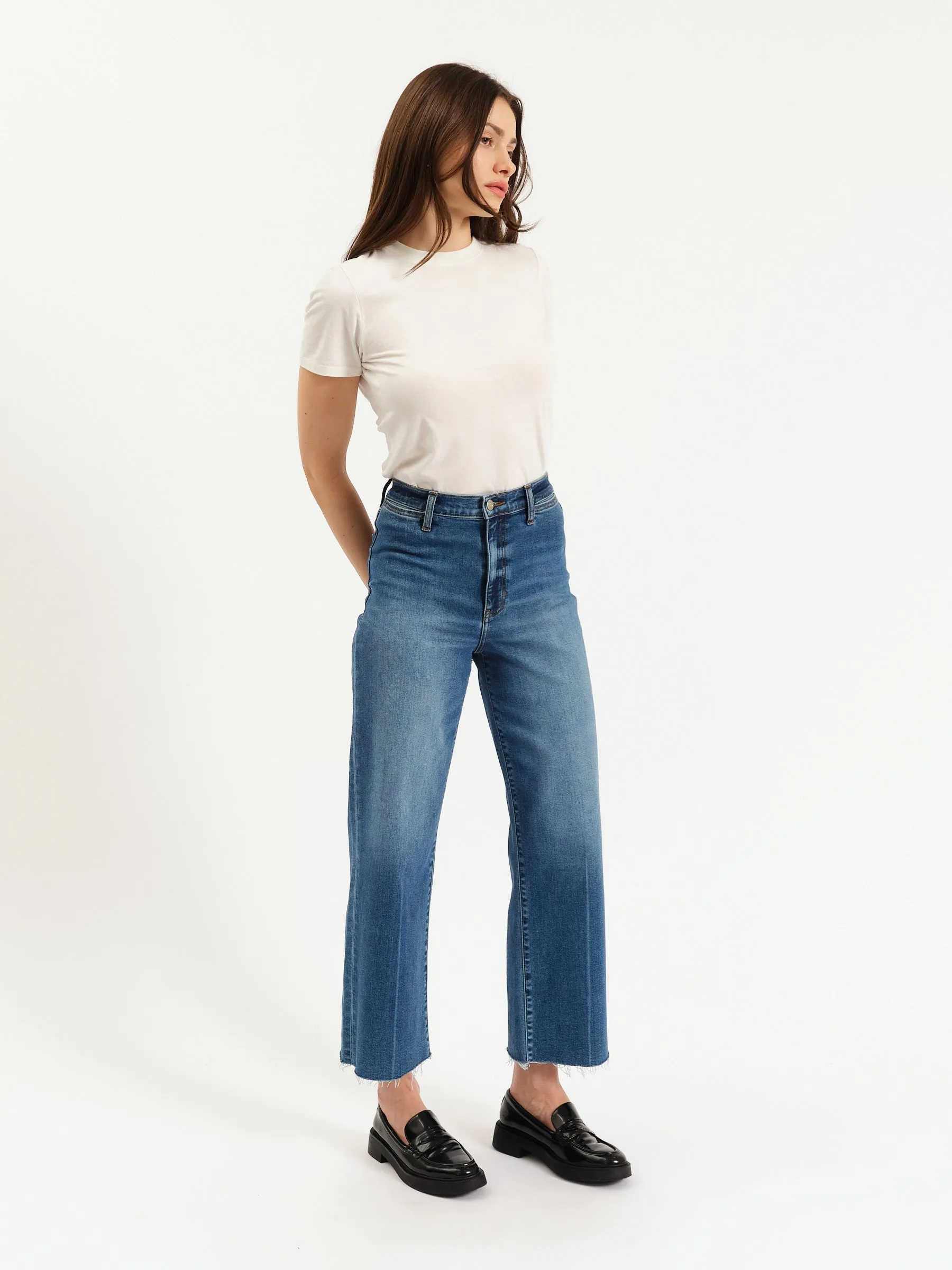 Pleaser High Rise Wide Ankle in Indigo Wave sold by Daze product image thumbnail 3