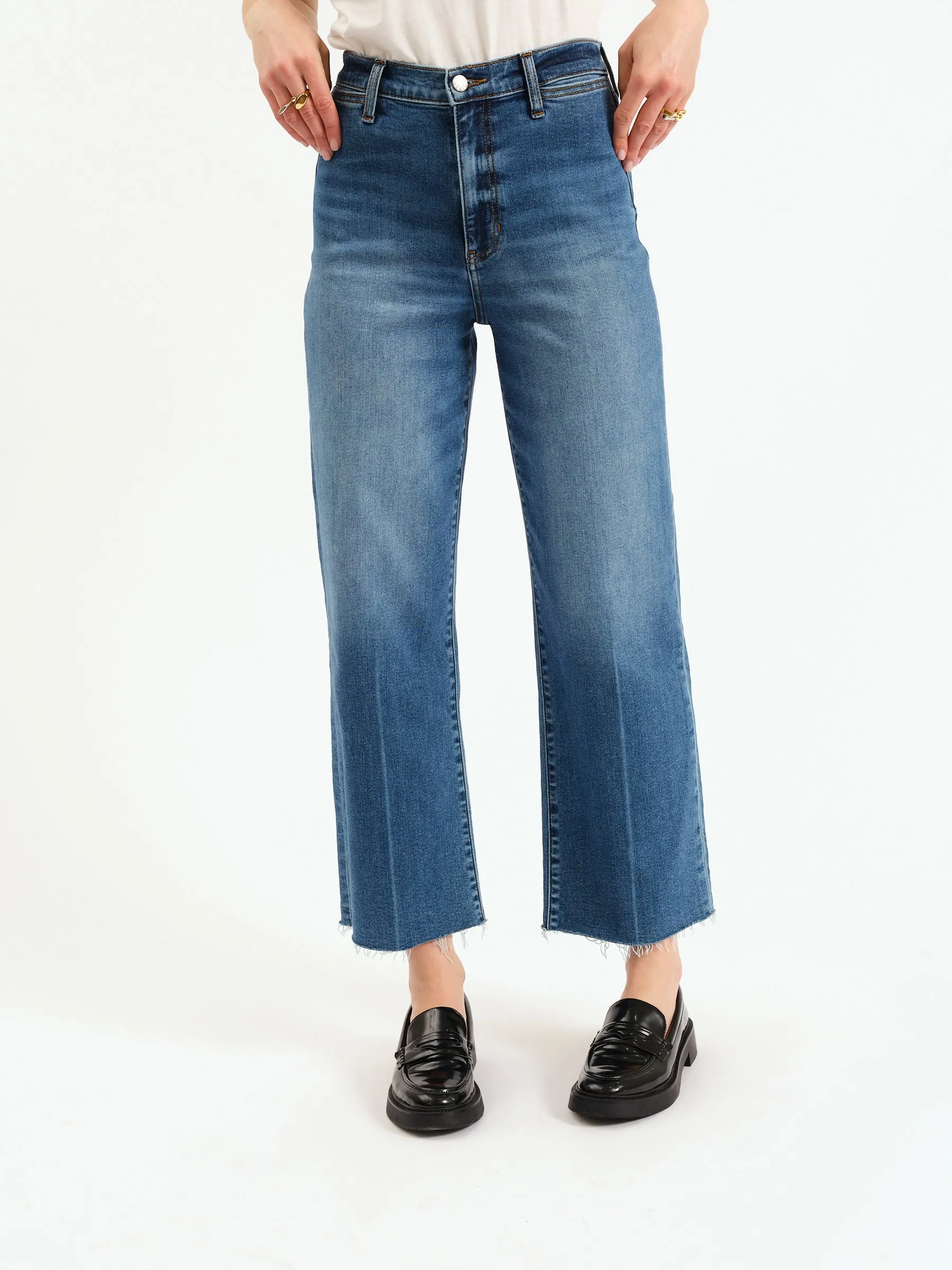 Pleaser High Rise Wide Ankle in Indigo Wave sold by Daze product image thumbnail 2