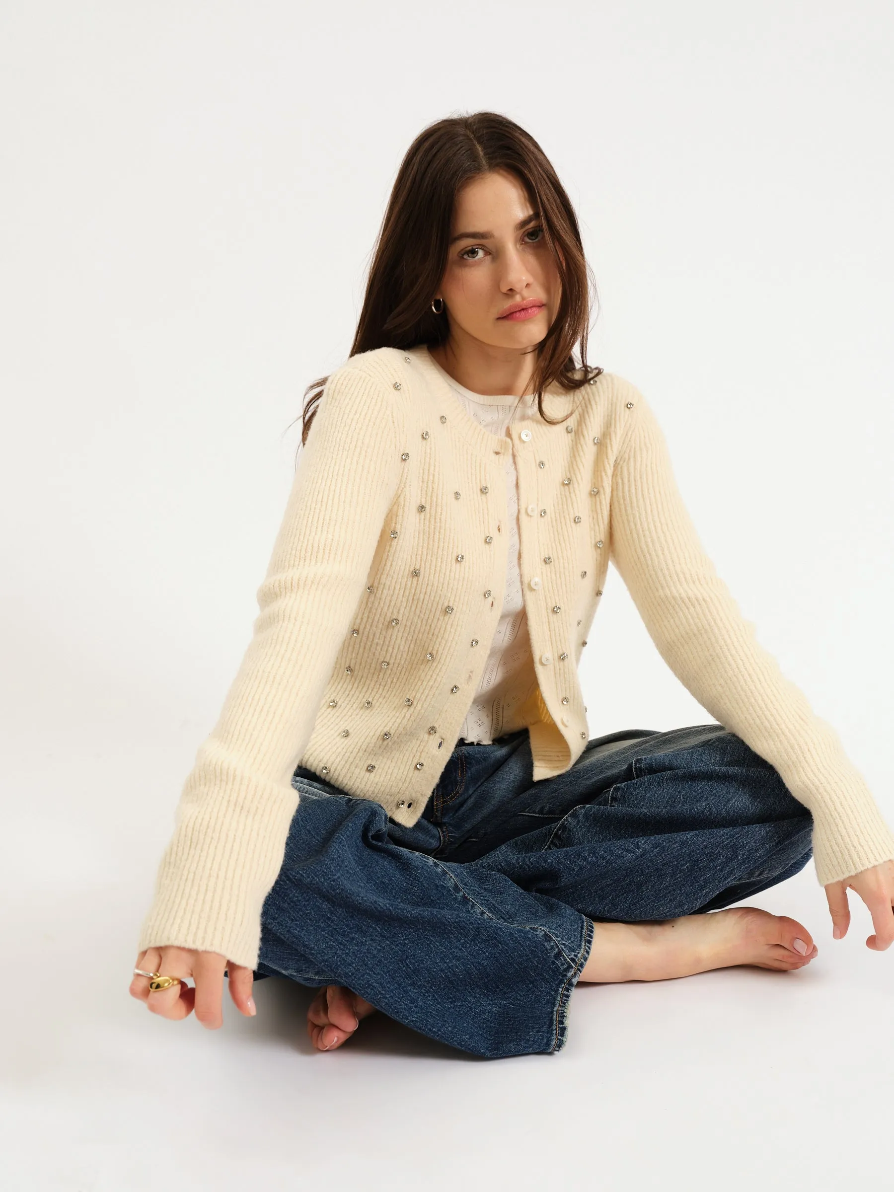 Muse Embellished Crewneck in Ivory sold by Daze product image thumbnail 2