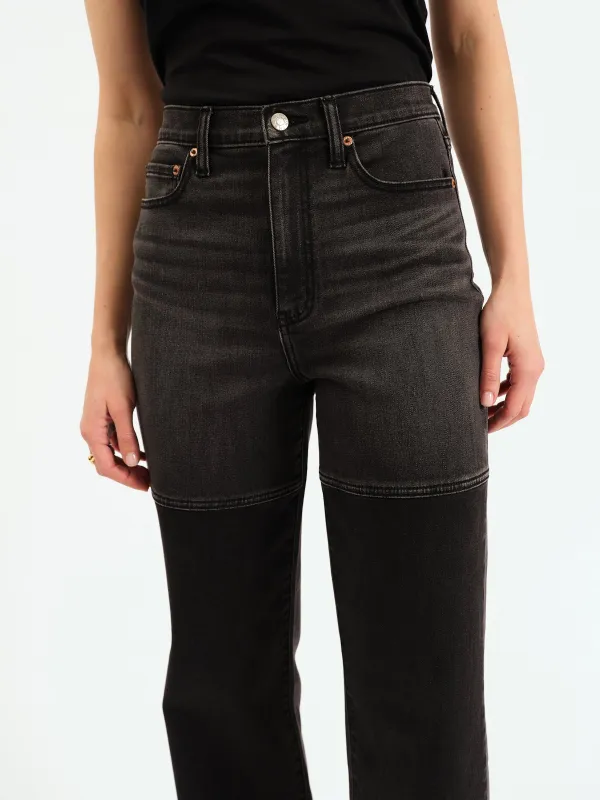 City High Rise Straight Leg in Black Double Dip sold by Daze