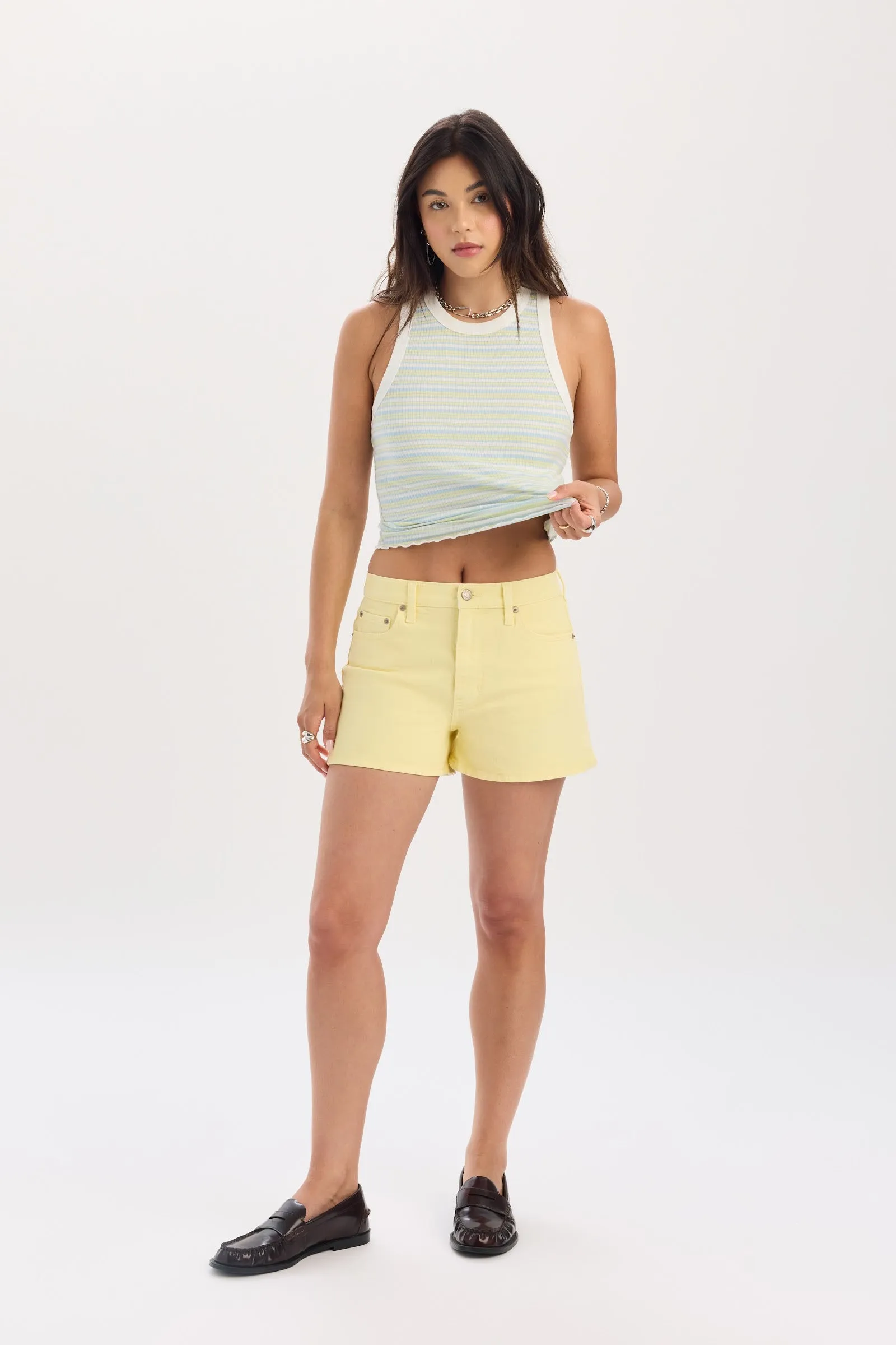 Troublemaker High Rise Short in Sunny sold by Daze