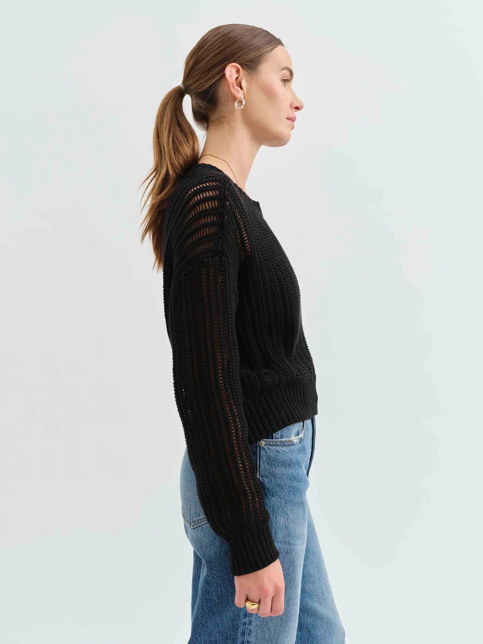 Seaside Open Stitch Sweater in Black sold by Daze product image thumbnail 2