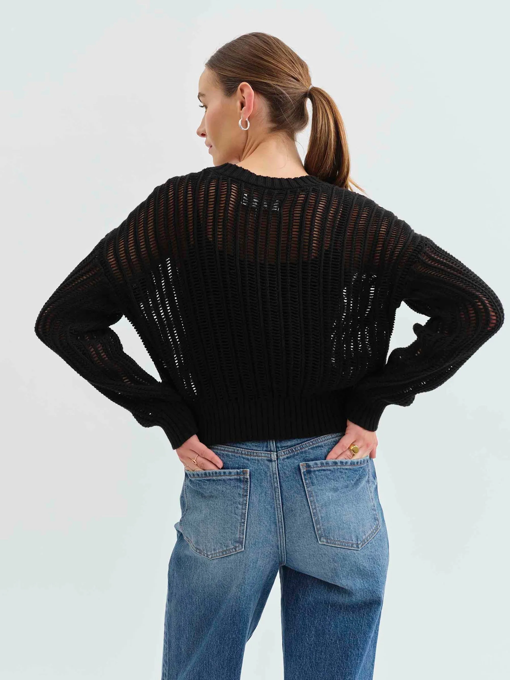 Seaside Open Stitch Sweater in Black sold by Daze product image thumbnail 3