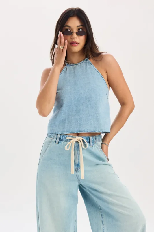 Tulip Halter Top in Coastal Haze made by Daze