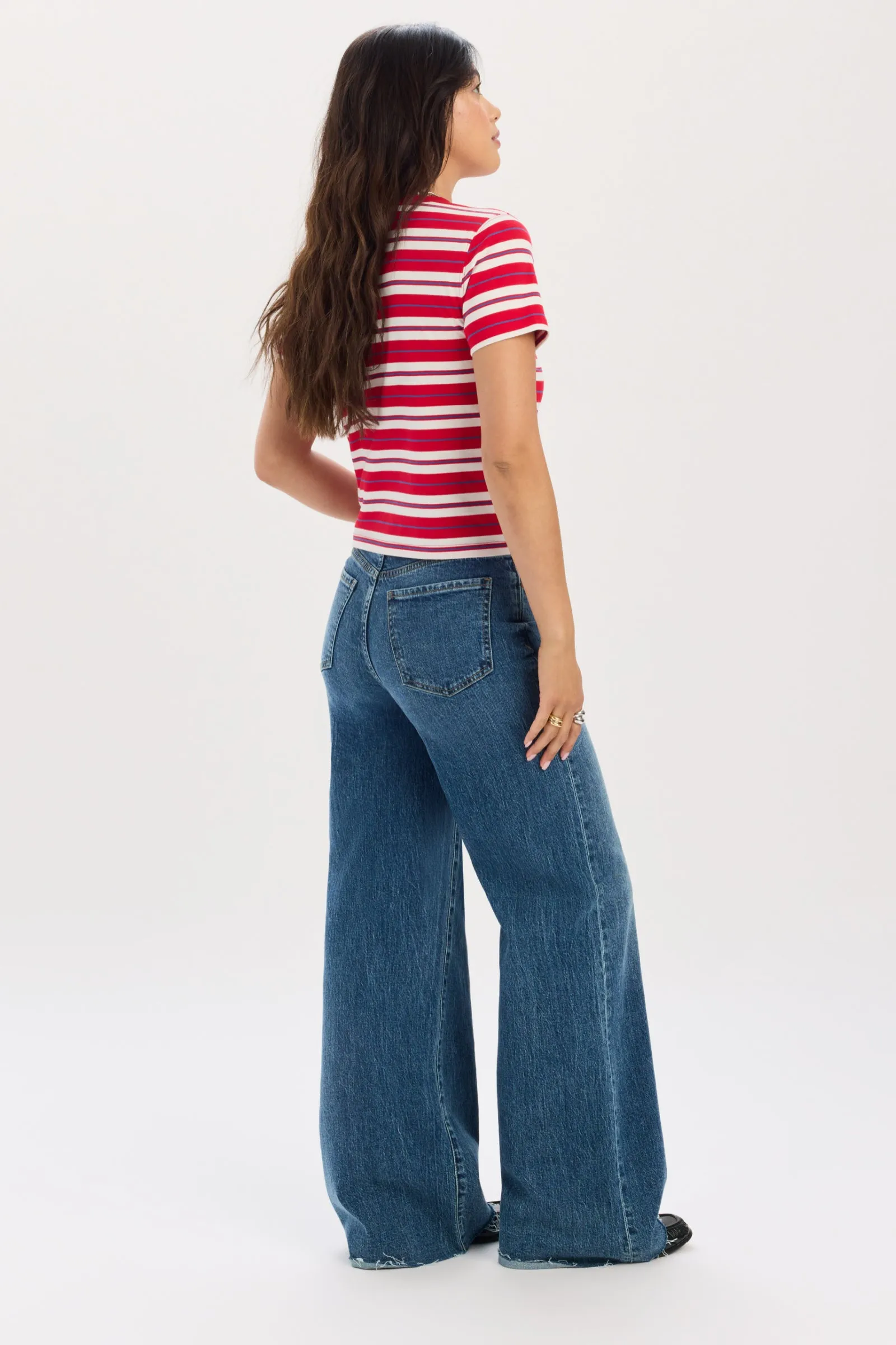 Zuma Crew Neck Tee in Scarlet Stripe sold by Daze product image thumbnail 5