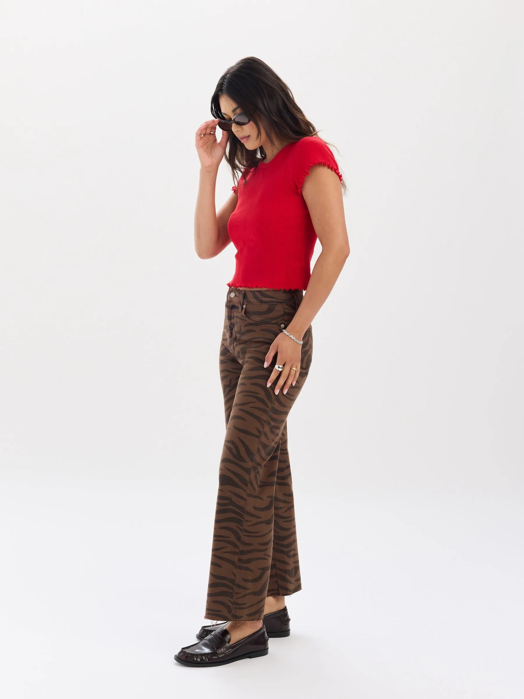 Pleaser High Rise Wide Ankle in Desert Zebra sold by Daze product image thumbnail 4
