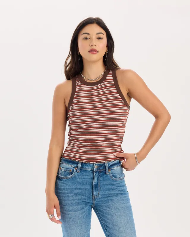 Astra Racerback Tank Top in Desert Stripe made by Daze
