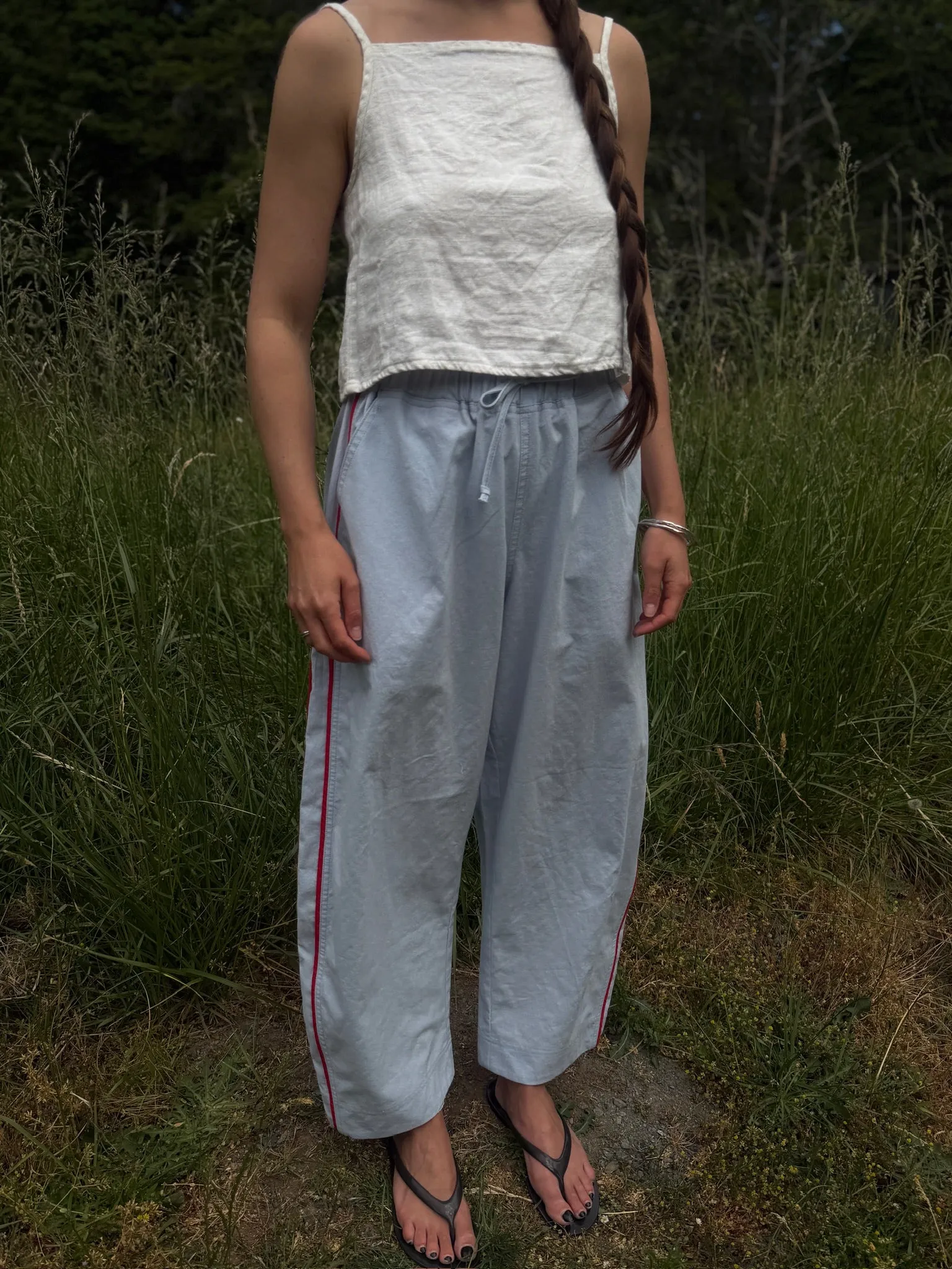 Jules Pant -Mist with Red Piping sold by Shelter product image thumbnail 5