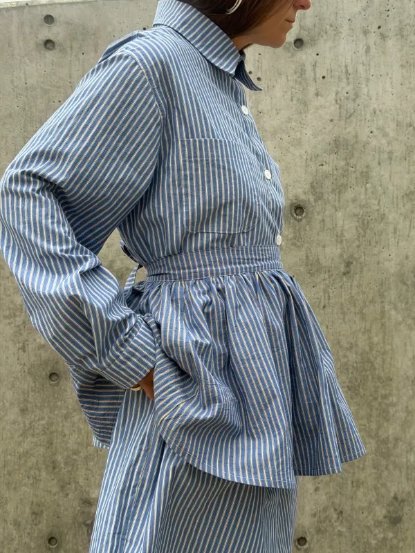 Peplum Skirt - Blue Stripe made by Shelter