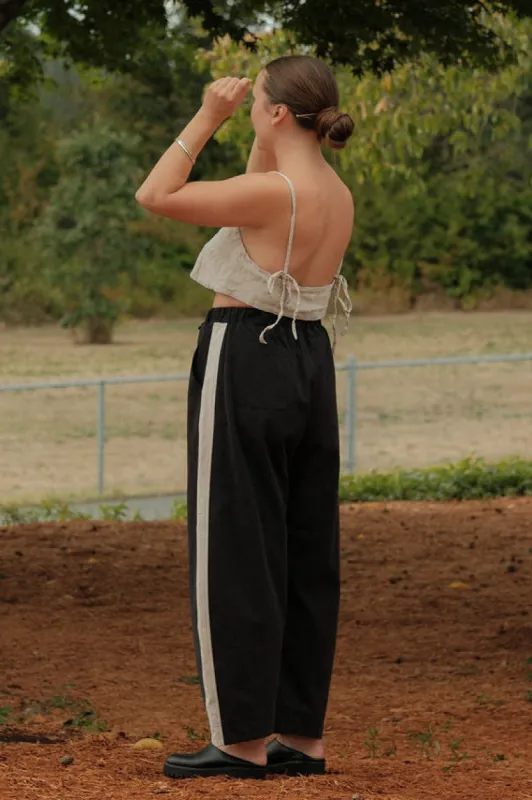 Jules Pant - Black with White Stripe made by Shelter