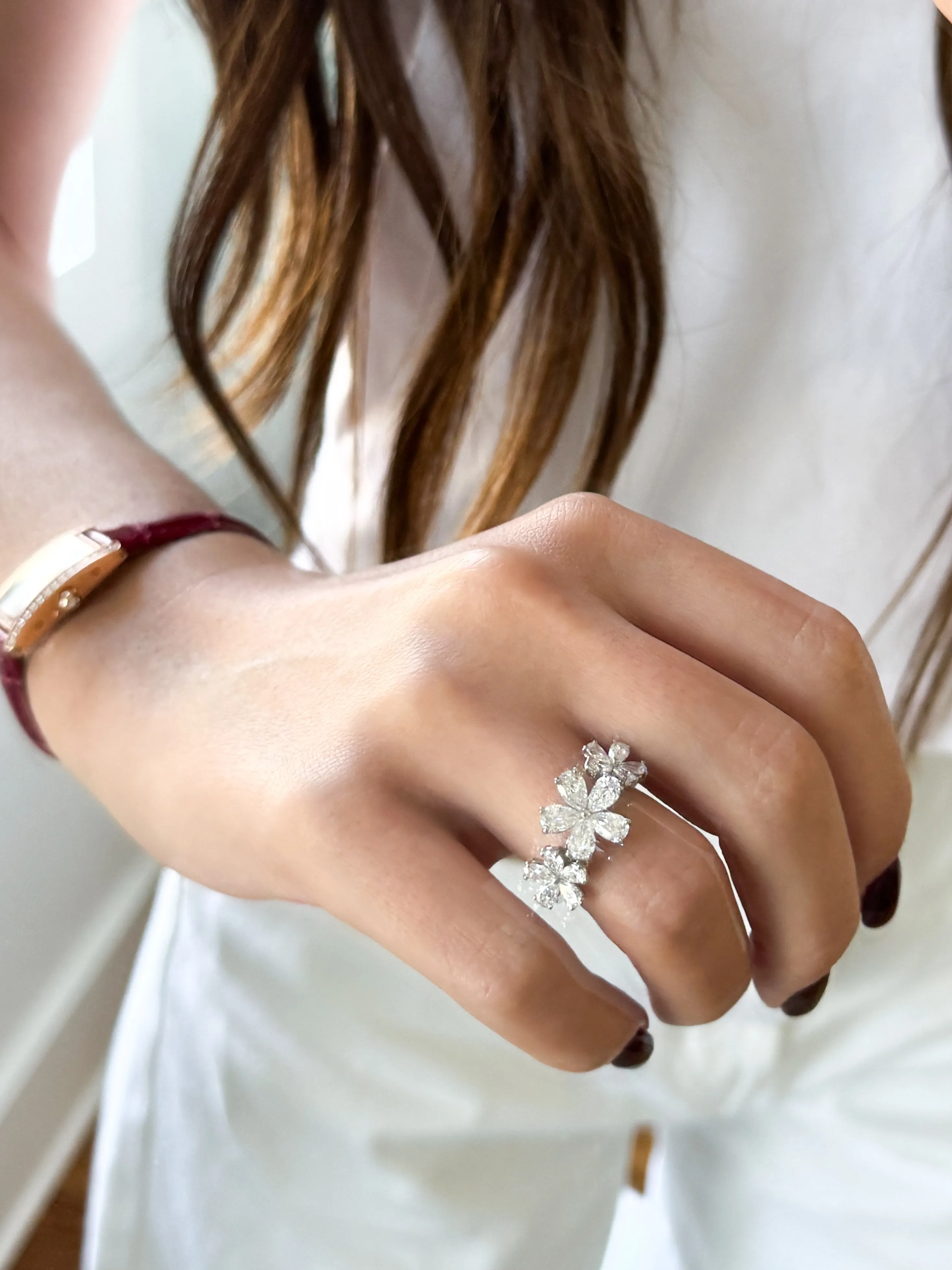 GIA Certified Forget-Me-Not Diamond Trilogy Ring sold by Stoned Fine Jewelry product image thumbnail 5