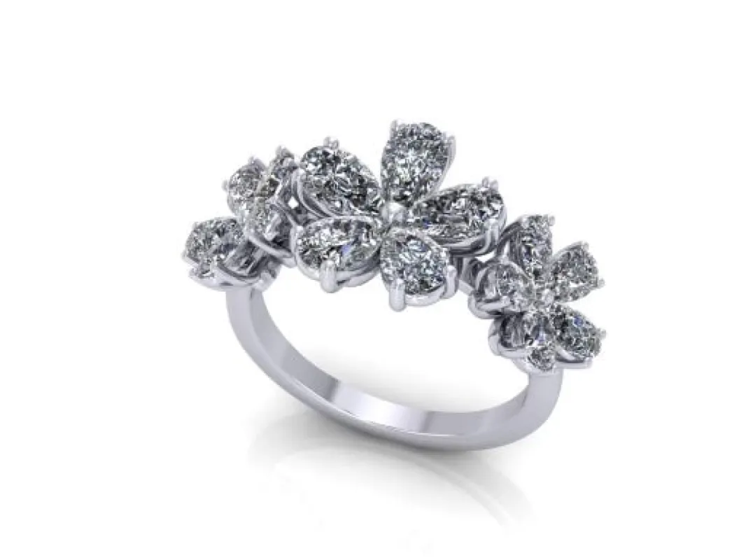 GIA Certified Forget-Me-Not Diamond Trilogy Ring made by Stoned Fine Jewelry