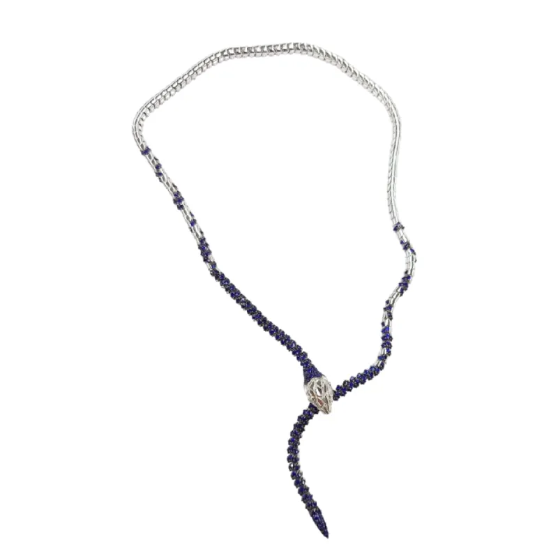Nouveau Sapphire Serpent Lariat made by Stoned Fine Jewelry